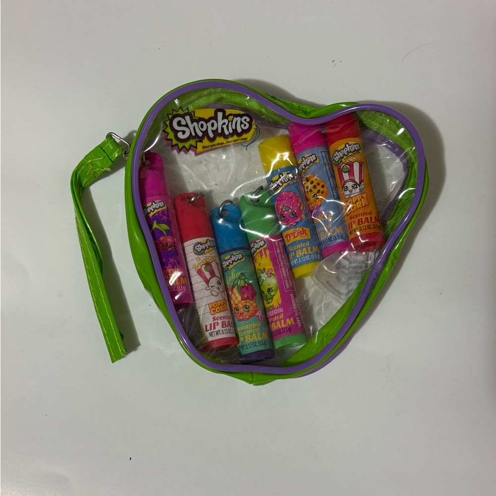 Shopkins Lip Balm Set with Pink, Blue, and Yellow